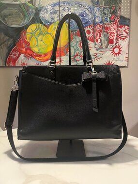 Black Structured Laptop Work Tote Bag